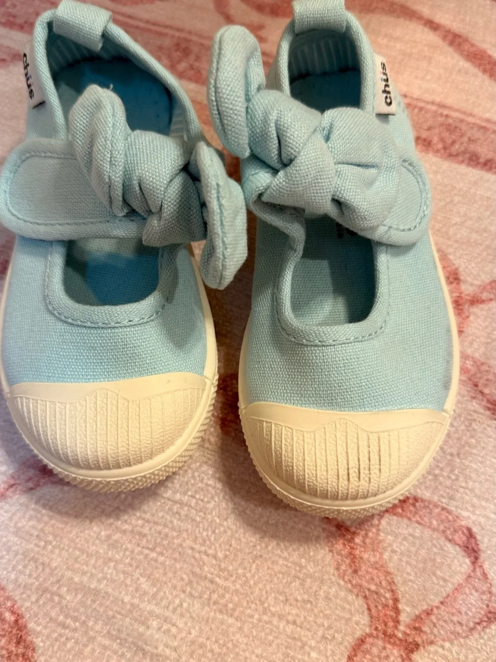Chus Light Blue Canvas Mary Jane with Knotted Bow - Baby & Walker